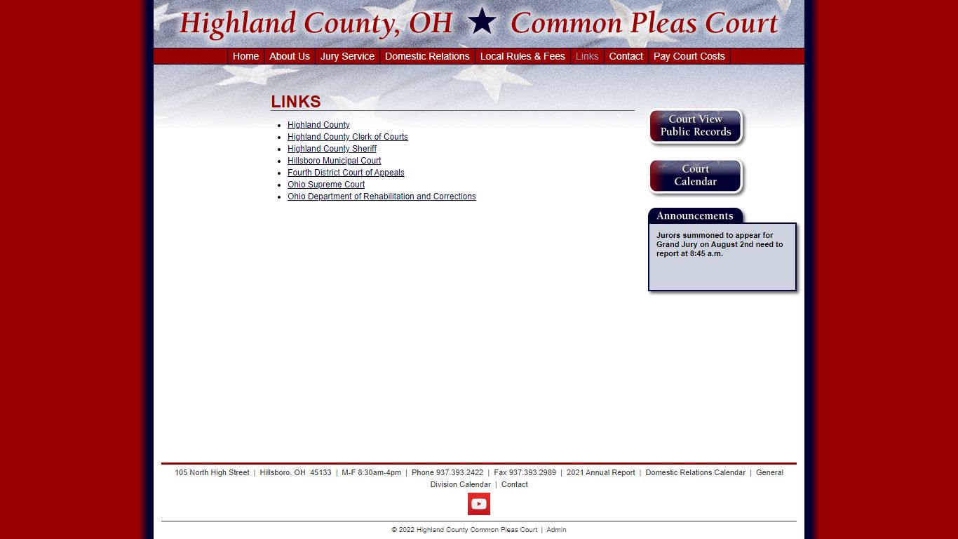 Highland County, OH Common Pleas Court - Links