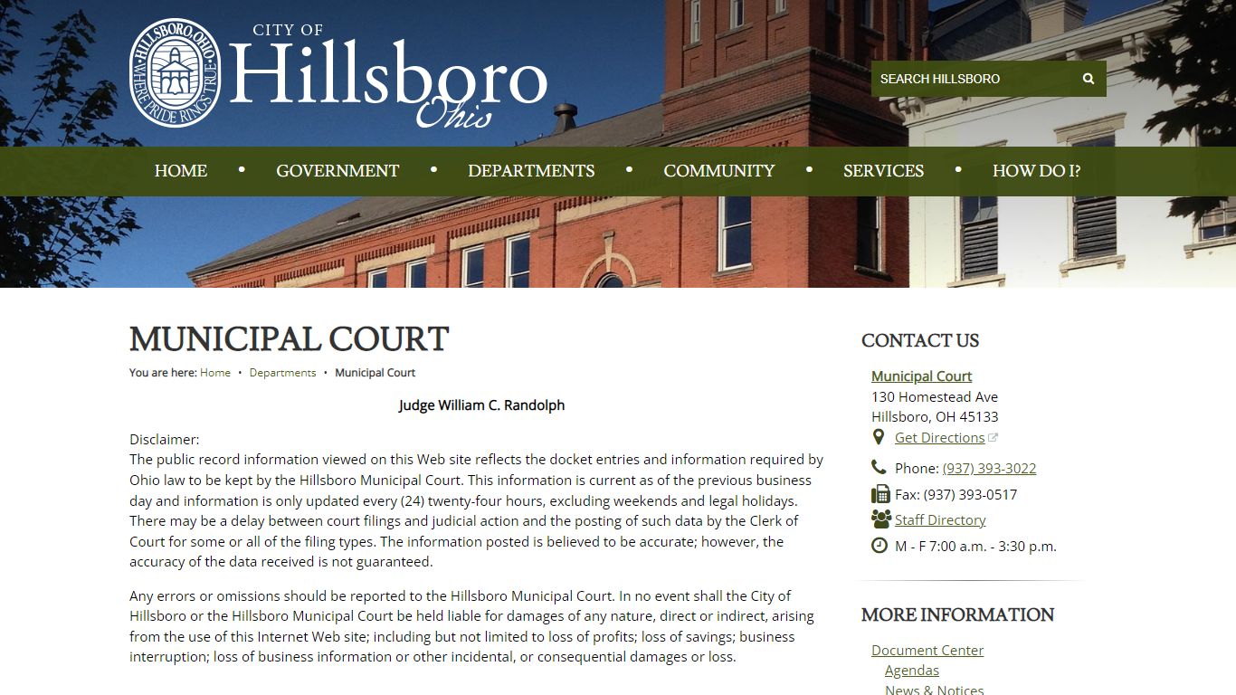 Municipal Court - Hillsboro, Ohio